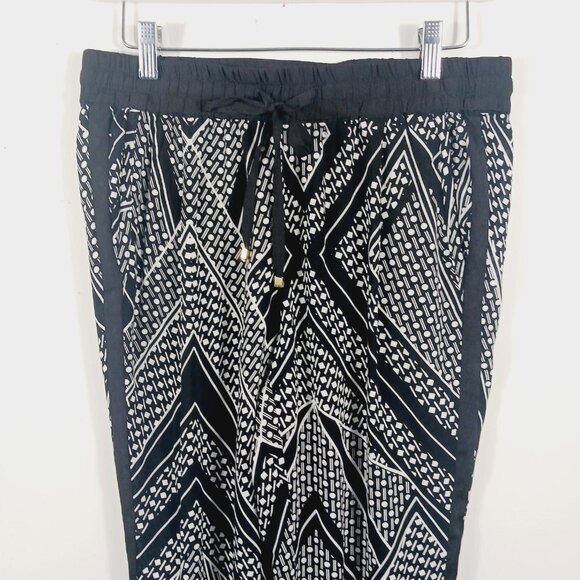 Calvin Klein, Small, Light Weight, Black/White Print Pull-On Pants, Side Stripe - Picture 6 of 16